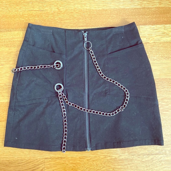 denim skirt with chains